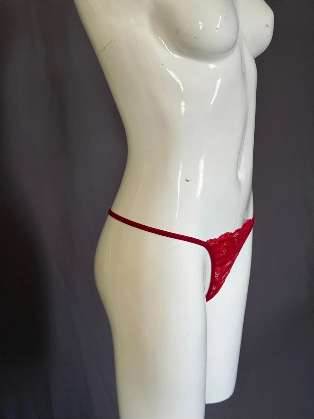 Frederick's of Hollywood Red Lace Garter Chemise set